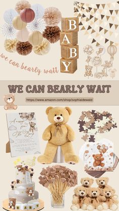 a baby shower with teddy bears and decorations