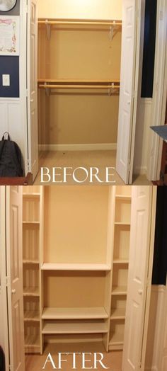 before and after pictures of an empty closet