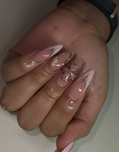 Colorful Diamond Nails, Neutral Nail Designs 2024, Birthday Almond Nails, Goddess Nails Designs, Birthday Nails Almond, Md Nails, Nail Poses, Grad Nails, Bday Nails