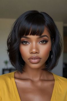 Prime 3 Brief Human Hair Wigs For Black Girls Developments You Have to Know This 12 months Check more at https://howcandothis.com/hairstyleideas/prime-3-brief-human-hair-wigs-for-black-girls-developments-you-have-to-know-this-12-months/ Black Hairstyles Bob Mid Length, Black Women Hairstyles With Bangs, Natural Bob Hairstyles For Black Women, Black Woman Bob Hairstyles, Bob With Bangs For Black Women, Relaxed Hairstyles For Black Women, Curly Bob Hairstyles For Black Women, Shoulder Length Hair Black Women, Very Short Bob Black Women