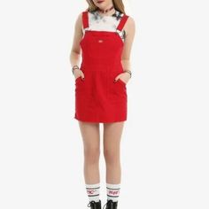 Dickies Red Denim Skirtall Skirt Overalls Cargo Jumper Dres's Mini Short Juniors Medium Condition: New With Tags Size: Juniors Medium Color: Red Junior Women's Size Measurements Approximately: From Armpit To Armpit, 16 Inches Length From Neckline To The Hem, 24 Inches Product Details: Perfect Style For Spring, Summer, Autumn, Winter, And All Seasons. One Big Front Pocket Solid Color Regular Fit Mini Short Overall Dress Skirt Adjustable Straps Back Zipper Closure Pocketed A-Line Cotton Bib Jumper Skirt Overalls, Red Overalls, Style For Spring, Red Denim, Mini Short, Perfect Style, Dress Mini, Overall Dress, Jumper Dress