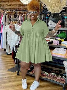 Plus Size Short Sleeve Button Shirt Dresses Tiynon Plus Zise, Button Shirt Dress, Linen Tunic Dress, White Fashion Casual, Collared Shirt Dress, Short Sleeve Dress Shirt, Linen Tunic, Plus Size Swimsuits, Shirt Dresses