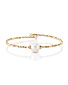 This chic bangle pearl bracelet features a single 8mm AAAA quality freshwater pearl in the front, with smaller 3mm pearls towards the end of each side. The pearls are mounted on the finest 14K gold, with your choice of white gold or yellow gold.  The bangle consists of 2mm beads made of 14K gold. The bangle comes in a standard one size fits all. This item comes packaged in a beautiful jewelry gift box, perfect for gifting. 2mm Beads, Beaded Bangles Bracelets, Pearl Bracelets, Freshwater Pearl Bracelet, Bead Bangles, White Freshwater Pearl, Buying Jewelry, Jewelry Gift Box, How To Make Beads