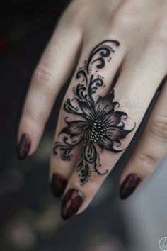 Fashion: #fashion, #style, #outfitinspiration, #beauty Finger Tattoo Floral, Black Out Finger Tattoo, Ring Finger Cover Up Tattoos For Women, Full Finger Tattoo, Small Subtle Tattoos, Finger Tattoo Cover Up Ideas, Finger Tattoos For Men, Finger Tattoos For Women, Finger Tattoo Ideas