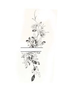 a black and white drawing of some flowers