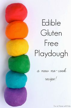 a stack of rocks with the words edible gluten free playdough