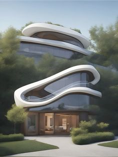 an artistic rendering of a spirally shaped building