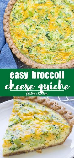 an easy broccoli cheese quiche on a plate