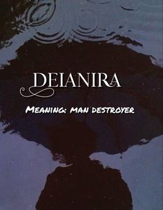 a book cover with an umbrella reflecting in water and the words delanira meaning man destroyer