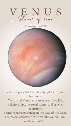 the venus planet with its name and description