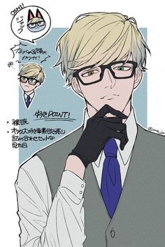 an anime character with glasses and a tie