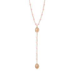 Gigi Clozeau - Madone Charm Classic Gigi Baby Pink rosary, Rose Gold, 16.5 Elegant Beaded Chain Rosary For Gift, Elegant Beaded Chain Rosary As Gift, Adjustable Rose Gold Necklace With Round Beads, Luxury Beaded Chain Jewelry Gift, Luxury Beaded Chain Jewelry For Gift, Luxury Beaded Chain Jewelry As Gift, Elegant Adjustable Pink Gold Necklace, Spiritual Rose Gold Necklace With Delicate Chain, Luxury Pink Round Beads Jewelry