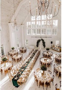 a large banquet hall with tables and chairs set up for an event in the center