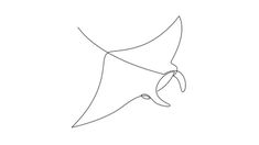 a single line drawing of a bird's head with its wings spread out, viewed from the side