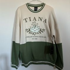 Soooo Cozy And Comfy! Size Small But It’s Oversized! Chanel Your Inner-Tiana With This Beautiful Sweater! New With Tags! Sold Out Online And In Store Disney Princess Tiana, Princess Tiana, Disney Tops, Beautiful Sweater, Colorful Sweaters, Crew Neck Sweater, Crew Neck, Womens Tops, Sweatshirts Hoodie