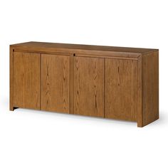 the sideboard is made from wood and has three doors