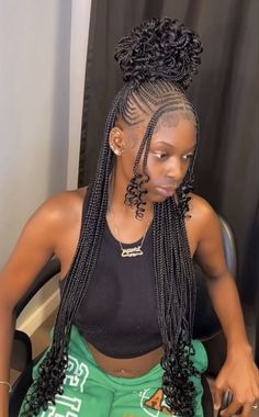 Braids In The Front Plaits In The Back, Fulani Braids With Two Front Braids, Funali Braids With Weave, Trible Braids With Box Braids, Tetris Braids, Corn Rolls Braids Hairstyles Black Women, Birthday Hairstyles For Black Women Braids, Funlaini Braids, Braided Hair Ideas For Black Women