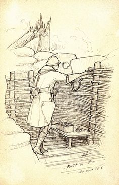 Drawing by Henri Antoine, WW1 Western Front. Europeana 1914–1918, CC BY-SA Ww1 Photos, Style Graphique, Ocean Coloring Pages, Lion Coloring Pages, Trench Art, Alice In Wonderland Book