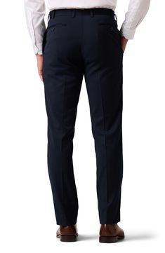 Dress to impress in these polished and practical trousers tailored from wrinkle-resistant performance fabric. 32" inseam; 15.75" leg opening; 10.125" rise (size 32x32) Zip fly with hook-and-bar closure Jetted pockets Lined Polyester/rayon blend with 2% spandex
 Dry clean Imported Dads Favorite, Fitted Suit, Designer Crossbody Bags, Ted Baker London, Sweaters And Leggings, Tailored Suits, Suit Separates, Nordstrom Store, Performance Fabric