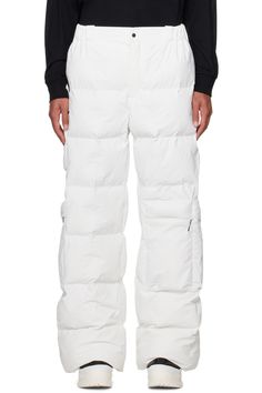 RAINS: White Harbin Cargo Pants | SSENSE Functional Winter Pants With Multiple Pockets, Winter Utility Nylon Parachute Pants, Winter Functional Cargo Pants With Multiple Pockets, Winter Cargo Pants With Multiple Pockets, Winter Nylon Pants With Pockets, Winter Functional Parachute Pants With Cargo Pockets, Winter Outdoor Parachute Pants With Cargo Pockets, White Nylon Functional Bottoms, Winter Nylon Cargo Pants For Outdoor Activities