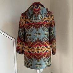 Rare Pendleton Coat! Gorgeous Color Pattern With Removable Hood. Xs On Label And Fits 2-4. See Last Photo For All Measurements. Fully Lined (A Plus For Pendleton Coats). Exceptional Coat! Smoke Free Home. Has Been Dry Cleaned. Excellent Condition! Multicolor Hooded Jacket With Adjustable Hood For Fall, Fall Multicolor Outerwear With Adjustable Hood, Multicolor Fall Outerwear With Adjustable Hood, Multicolor Outerwear With Adjustable Hood For Fall, Vintage Fall Outerwear With Adjustable Hood, Pendleton Jacket Women, Pendleton Womens Jacket, Pendleton Wool Jacket, Pendleton Harding Coat