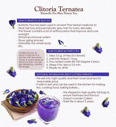 the recipe for blueberry tea is shown with information about how to make it and what to use it