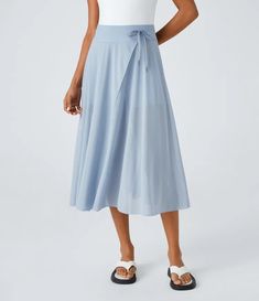 High Waisted Drawstring Contrast Mesh 2-in-1 Side Pocket Flowy Midi Flare Casual Skirt Flowy Full-length Skirt With Pockets, Spring Flowy Full-length Skirt, Flowy High-waist Maxi Skirt With Pockets, Versatile Full-length Flowy Skirt, Flowy High-low Hem Skirt With Lined Detail, Skirts Flowy, Floral Pants, Casual Skirt, Women Skirts Midi