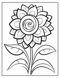 a black and white drawing of a flower