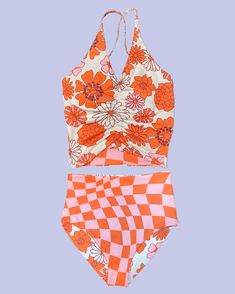 This darling tankini is basically four swimsuits in one (see the variations below). In our opinion, it is as cute as swimsuits come. The top has an added layer inside with sewn-in padding for worry-free play all day. We tested the fabrics in the salty ocean, sandy beaches, pools, and hot-tubs. It is high-quality, comfortable, and SO much fun!! Truly, a combination you won't want to live (or swim) without ;). High-waisted reversible bottoms V-neck top with flattering cinched ruching Sewn-in paddi Swimsuits Pink, Crochet Tankini, Vacation Fits, Christmas Board, Play All Day, Christmas Clothes, Swimsuit Pattern, Beach Birthday, Retro Stripes