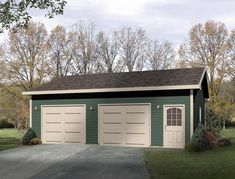 a two car garage with an attached carport