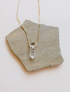 A striking crystal strung through our slim heavily plated 18kt gold chain, creating a daily space for self-care and wellness no matter what is on your plate. Clear Quartz is a high vibrational stone, known as the ultimate healing crystal with its ability to amplify energy and attune to your higher self. A statement piece to wear alone, or layer up two or three for a unique and mindful look!Genuine Clear Quartz crystal pointPoint Approximately 35mm length, 15mm widthAs with natural stones, each w Clear Quartz Aesthetic, Quartz Point Necklace, Clear Quartz Necklace, Your Higher Self, High Vibrational, Clear Quartz Point, Crystal Magic, Higher Self, Chain Extenders