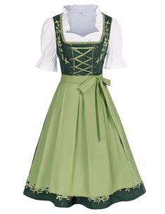 PRICES MAY VARY. 【MATERIAL】All Jasambac Dirndl dress are made of quality material which are slightly different. When you choose the color and size, the details will be presented 【FEATURES】U neck, Short sleeve, Lace up detail, Detachable apron, Classical style 【EMBROIDERY DETAILING】This beautiful dirndl dress features unique embroidered flower detailing for added authenticity and style.Good workmanship and stunning design with exquisite, classic, and vintage style 【OCCASION】Our German dirndl dres German Dirndl Dress, Beer Costume, German Dress Dirndl, Corset Style Dresses, Cheap Halloween Costumes, Outer Dress, Oktoberfest Party, 27 Dresses, Dirndl Dress