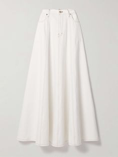 Shop FRAME + Carolina Herrera denim maxi skirt, Explore the latest FRAME women's collection today on NET A PORTER Winter Work Wear, Formal Ball Gown, Denim Maxi, Denim Maxi Skirt, Influencers Fashion, White Maxi, Denim Design, Dress And Heels, Carolina Herrera