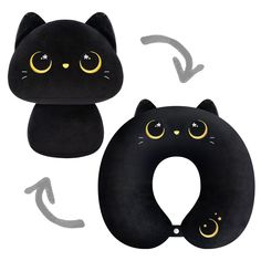 PRICES MAY VARY. 2-IN-1 DEFORMABLE DESIGN: This cute reversible cat plushies toy adopts a unique double-sided & two-style design, which can be easily flipped into different colors or styles. This plush toy can be both a functional neck pillow and a toy for children. COMFORTABLE & SAFE MATERIAL: Cute animal shape neck pillow is crafted from a super-soft durable fur cover and stuffed with polyester and full of three-dimensionality. It provides soft support for the neck and also can be adjusted at Cute Neck Pillow, Kids Neck Pillow, Kids Travel Pillow, Neck Pillow Pattern, Cat Plushies, Kids Travel Pillows, Reversible Plush, Black Cat Plush, Airplane Car