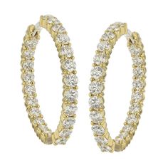 Roberto Coin 18K Gold Small Inside Outside Diamond Hoop Earrings Diamond Collection, Roberto Coin, Inside Outside, Diamond Hoop Earrings, 18k Gold, Jewelry Accessories, Hoop Earrings, Diamonds, Yellow Gold