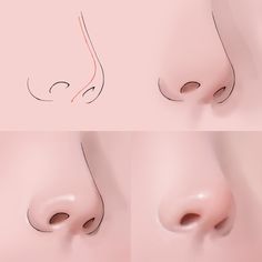 three different views of the nose and nose