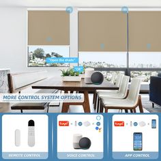 an image of the home control system options displayed on a tabletop in front of windows