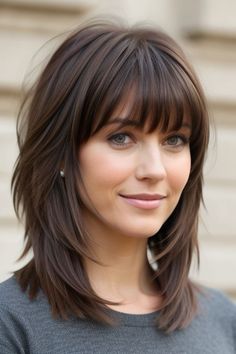 29+ Bangs Hairstyles Ideas 11 Bangs Low Maintenance, Low Maintenance Haircut Medium Length, Pointed Bangs, Layered Hairstyles Medium, Medium Layered Hair With Bangs, Bangs Hairstyles Ideas, Butterfly Bangs, Bang Hairstyles, Thick Bangs