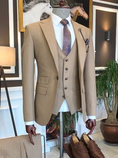 Groomsman Attire, Blazer Waistcoat, Slim Fit Suit Men, Suit For Men, Mens Fashion Smart, Lapel Jacket, Slim Fit Suits, Fashion Suits For Men, Pinstripe Suit