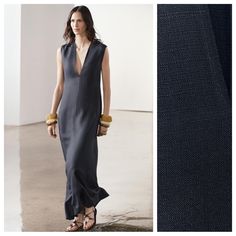 Nwt. Zara Zw Collection Blue/Indigo 100% Viscose Long Dress. Sleeveless Design With V-Neckline. Back Hidden In-Seam Zip Closure. Size M. Ref. 2729/603. Pit To Pit 17" Flat, Waist 15", Length 60". 1056. Modern V-neck Spring Dresses, Elegant Sleeveless Unlined Maxi Dress, Chic V-neck Unlined Maxi Dress, Modern Sleeveless Maxi Dress, Modern Sleeveless Summer Dress For Formal Occasions, Modern Summer Maxi Dress For Formal Occasions, Modern Sleeveless Dress For Formal Summer Events, Modern V-neck Summer Dress, Modern Sleeveless Evening Dress For Summer