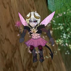 an animated image of a fairy sitting on top of a tree