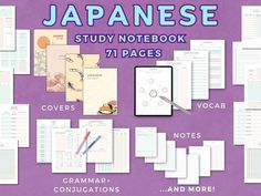 the japanese study notebook 17 pages includes notes, covers, and more than one page