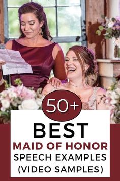 This is a pinterest pin. The title is 50+ best maid of honor speech examples with video samples. The photo is of a bride and bridesmaid laughing. Maid Of Honor Speech Examples, Speech Examples, Find Your Voice, Awesome Bachelorette Party, Speech Ideas, Wedding Speech, Shine On, Feeling Special