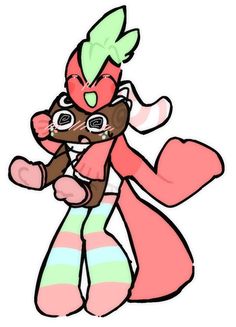 an image of a cartoon character holding a stuffed animal in her arms and wearing tights