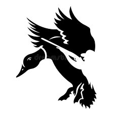 black and white silhouette of an eagle flying with a spear in its beak royalty illustration