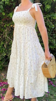 Women's Floral Tiered Midi Dress | The House of Blondie – THE HOUSE OF BLONDIE Ivory Summer Dress, Cute Midi Dresses Casual, Romantic Summer Outfits, Floaty Summer Dresses, Core Fashion, Summer Flower Dress, Summer Details, Beautiful Casual Dresses, Feminine Romantic