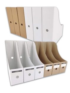 three different types of file folders with holes on the front and back of them