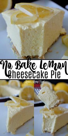 no bake lemon cheesecake pie on a plate