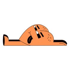 an orange cartoon character laying on the ground