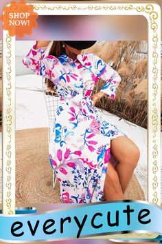 Women Fall Vintage Lapel Print Maxi Dress Fashion Long Sleeve Belted Elegant Shirt Dress Casual Slim Floral Pattern Party Dress Long White Shirt Dress For Spring, Chic Printed Shirt Dress For Summer, Spring Printed Button-up Dresses, Fitted Long Sleeve Summer Maxi Dress, Spring Multicolor Collared Shirt Dress, Button-up Maxi Dress For Summer Parties, Printed Collared Shirt Dress For Vacation, Summer Party Button-up Maxi Dress, Feminine Long Sleeve Midi Dress For Summer